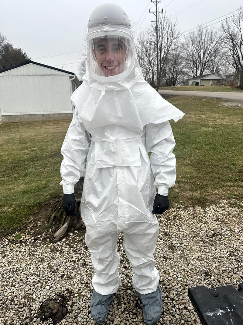 Water Pro Inc restoration crew in positive spirits during crawlspace mold remediation project