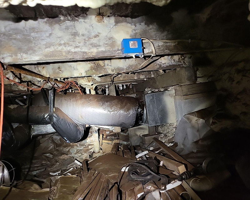 Crawlspace mold damage found beneath a home in Bloomington Indiana by Water Pro Inc restoration team